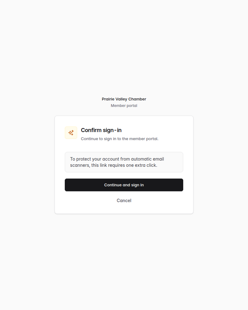 Confirm that you want to use this secure sign-in link.