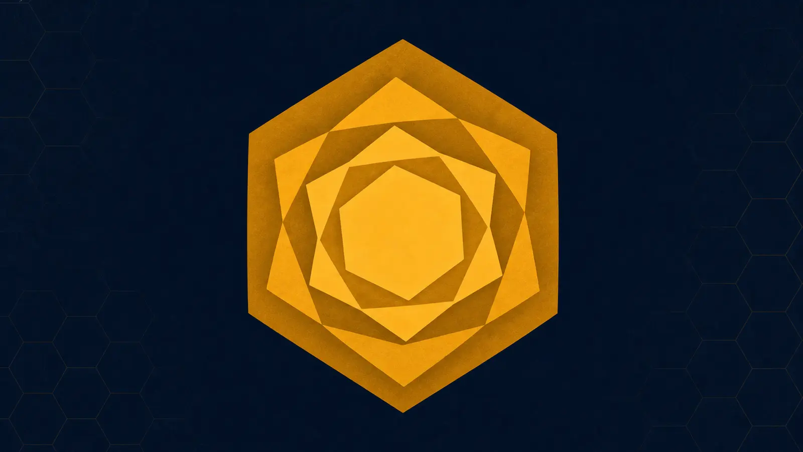 An illustration of four concentric hexagons nested inside one another, each slightly rotated.