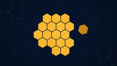 An illustration of a tight cluster of hexagons with one hexagon drifting away from the group.