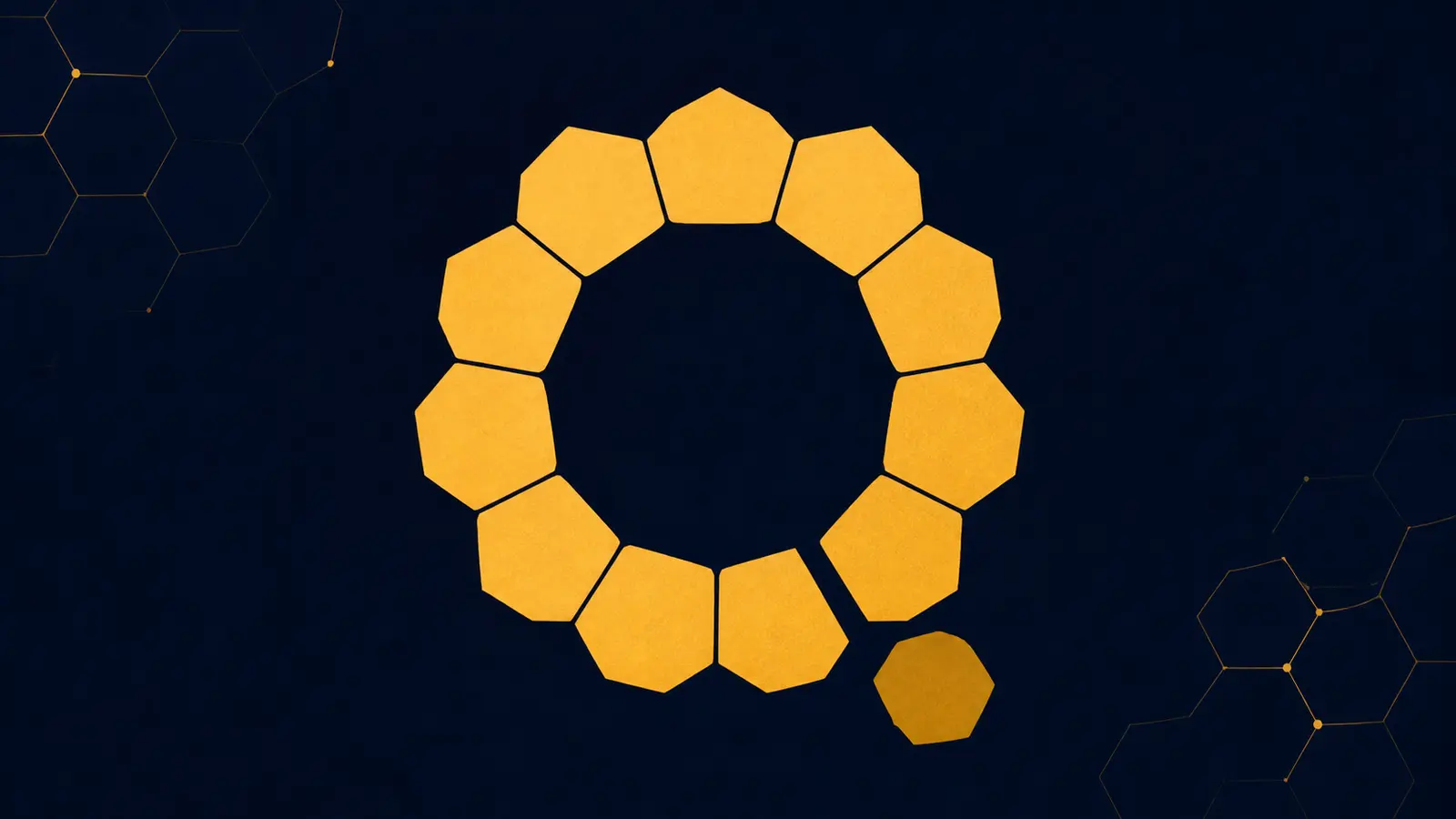 An illustration of a segmented ring with a gap, and a small hexagon crossing the gap between the two ends.