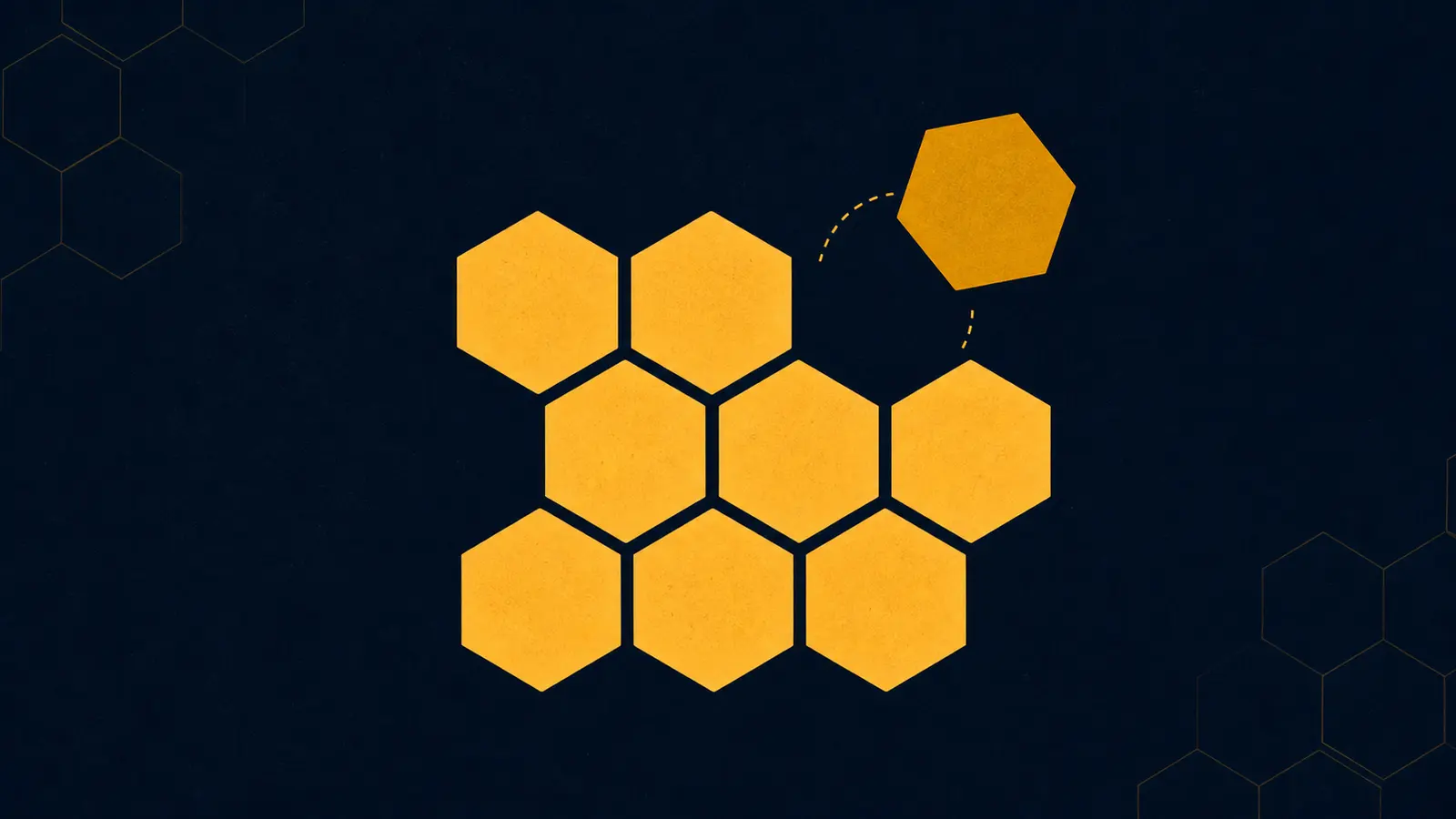 An illustration of a grid of hexagonal tiles with one tile lifted out and a replacement hovering above the gap.